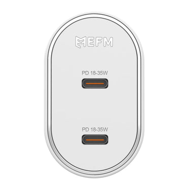 EFM 35W Dual Port Phone holder Wall Charger with Power Delivery and PPS - White